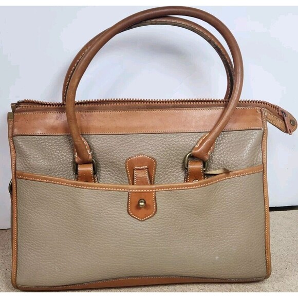 Dooney & Bourke Vintage Pebble Leather Bag Cream Brown Purse Handbag USA - Picture 6 of 16